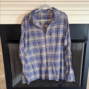 Banded Blue Plaid Button-Down Shirt for Men